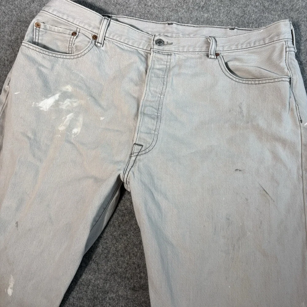 Levi's 501 Jeans Mens 42x32 (Fits 39x29) Light Wash Gray Streetwear Skater‎ Work
